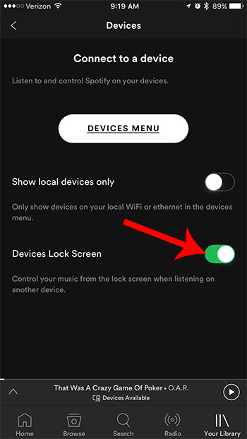 App Shows Lock Screen For Spotify